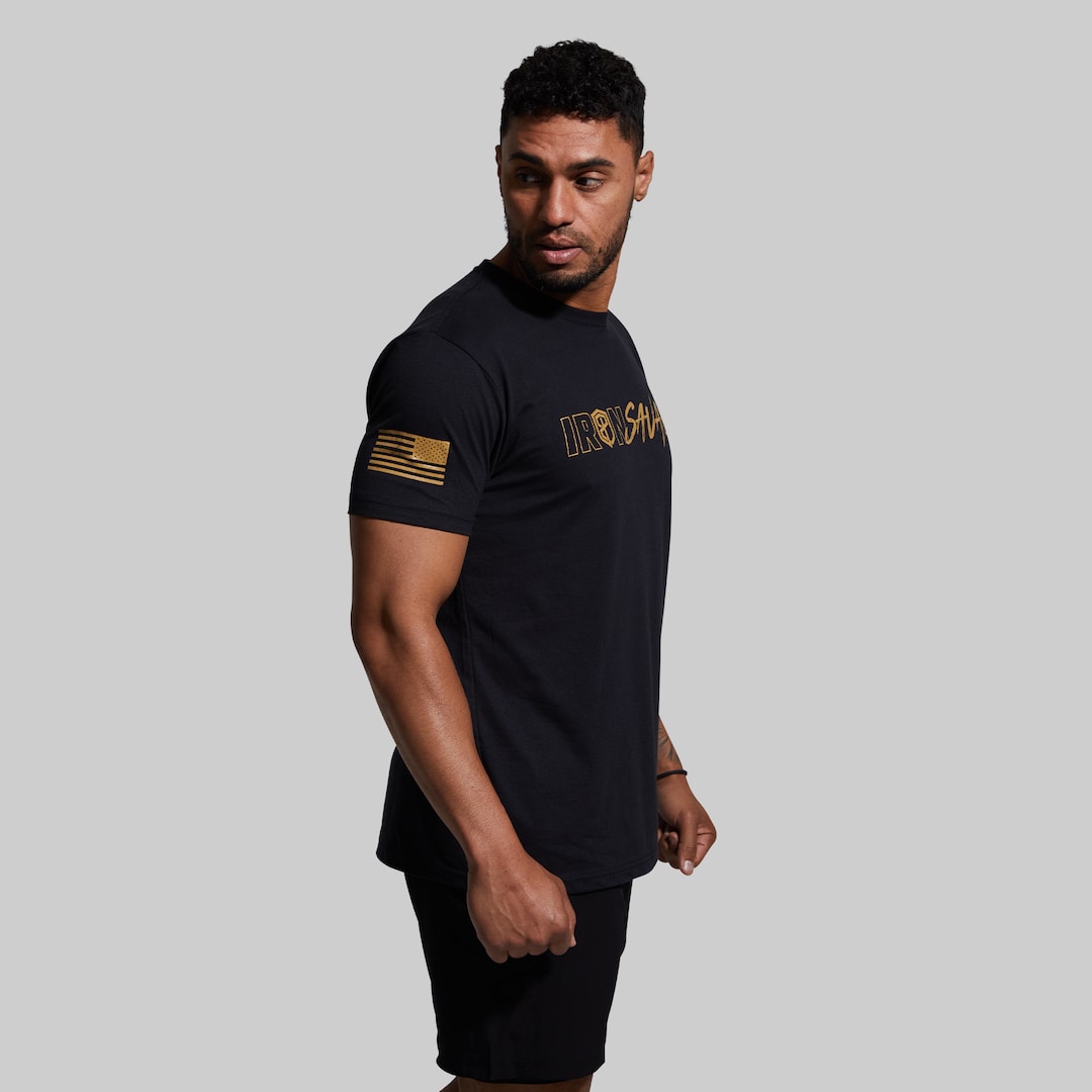 t-shirt with gold print