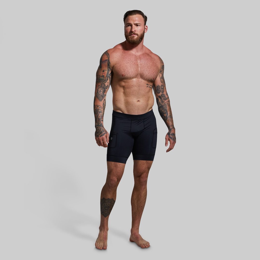 Mens compression short black full front