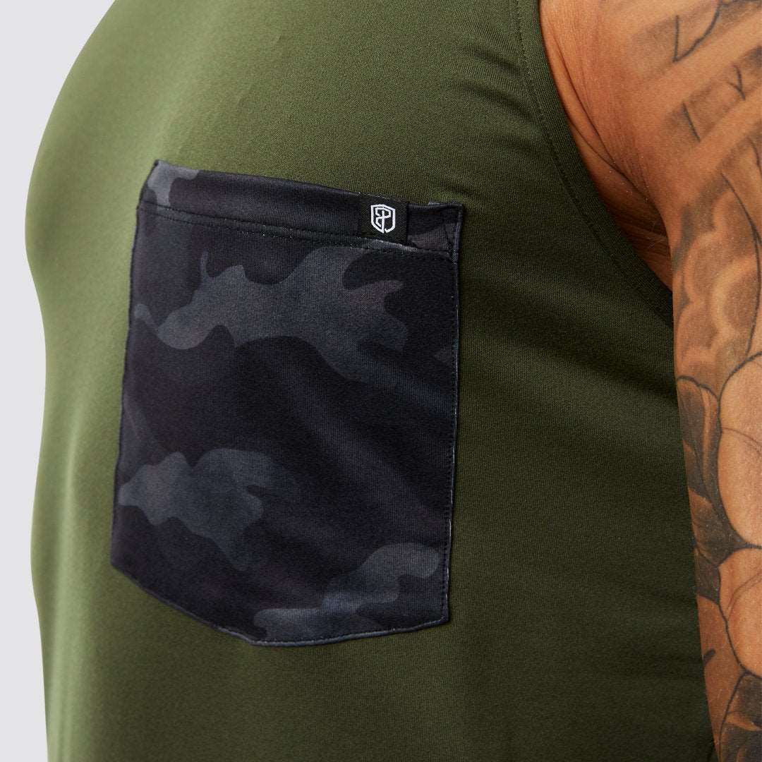 Athleisure Pocket Tank (Tactical Green-Ash)