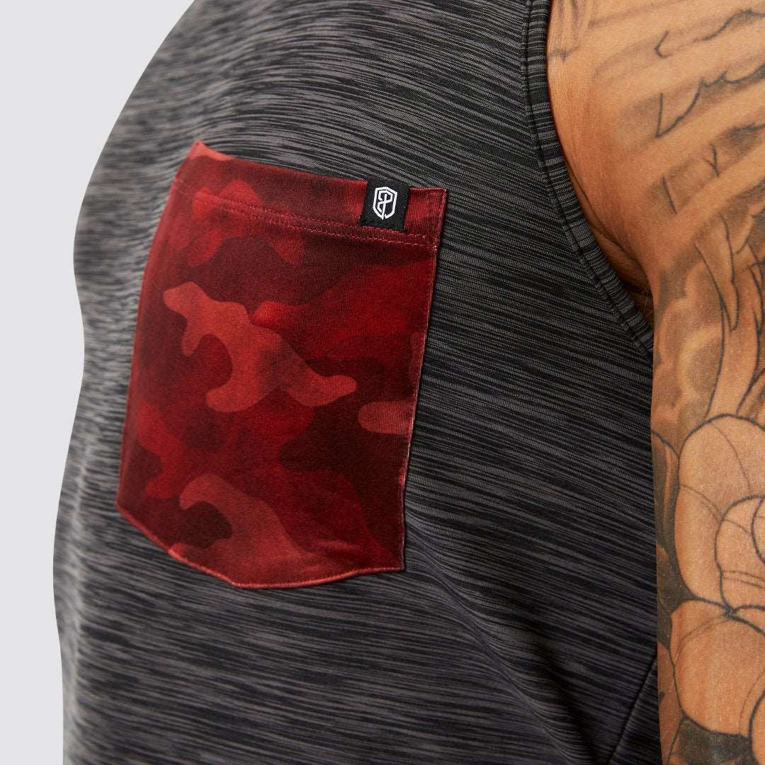 Athleisure Pocket Tank (Heather Black-Volcanic)
