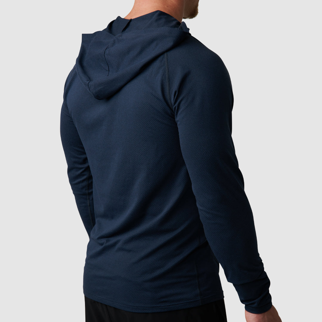 Heritage Henley Hoodie (Heather Navy)