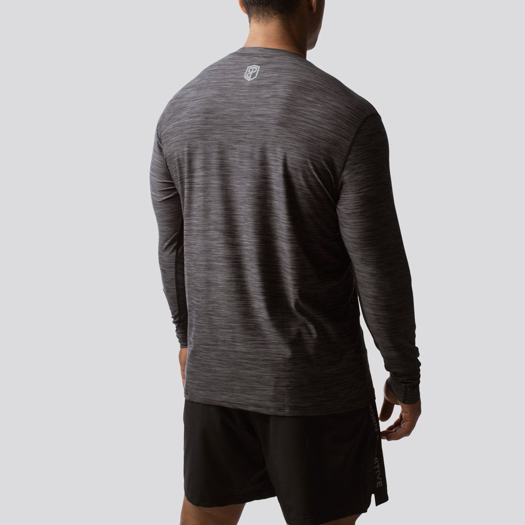 Athleisure Long Sleeve Crew (Heather Black)