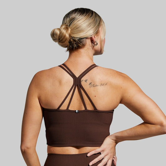 Women's limitless chicory brown sports bra 