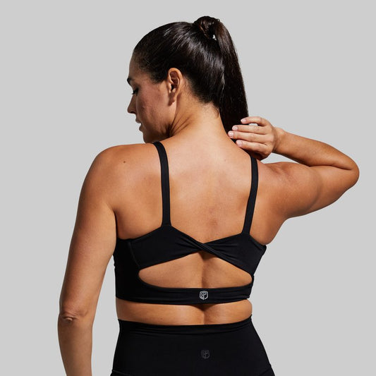 Your go to sports bra - black - with twisted back detail