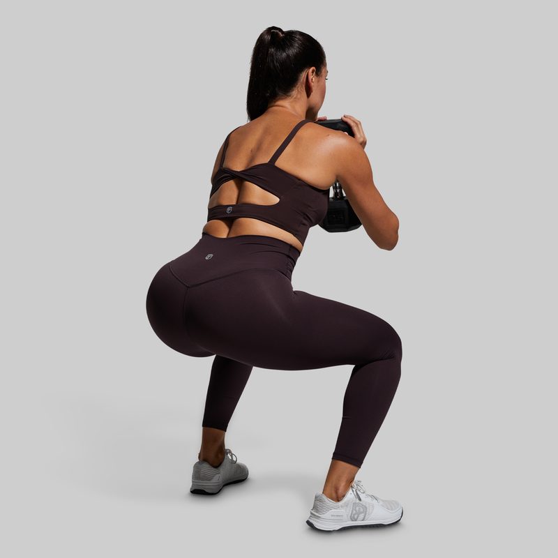 Your go to sports bra in deep teal- for women - with matching high waisted leggingsWomens Your Go SPorts Bra in deep plum with squat proof leggings