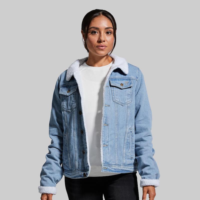 Women's Sherpa Lined Denim Jacket (Light Wash)