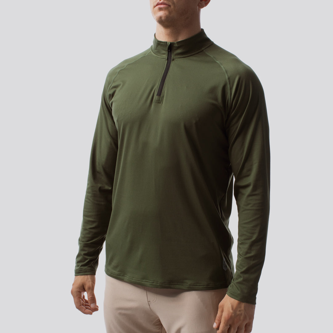 Men's Zip Neck Athleisure Long Sleeve (Tactical Green)