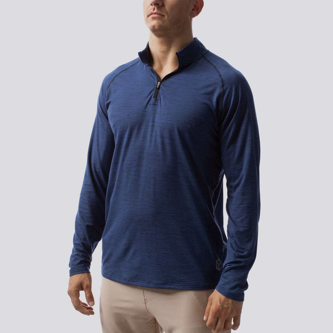 Male Zip Neck Athleisure Long Sleeve (Navy)