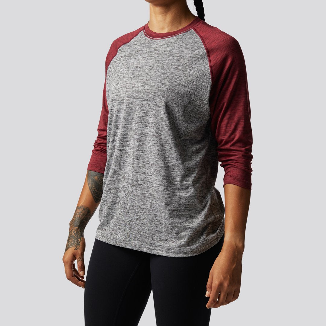Unisex Athleisure Raglan (Grey/Maroon Sleeves)