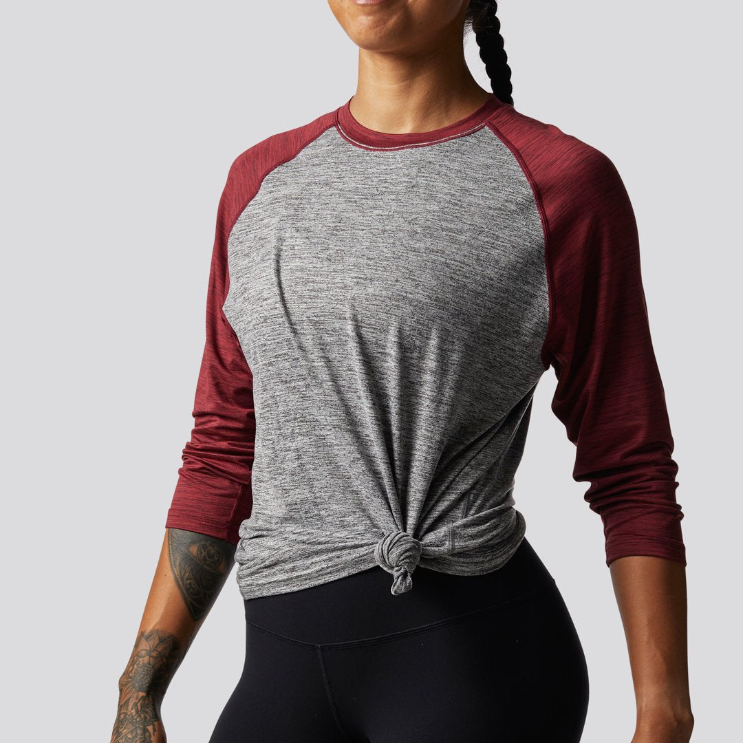 Unisex Athleisure Raglan (Grey/Maroon Sleeves)