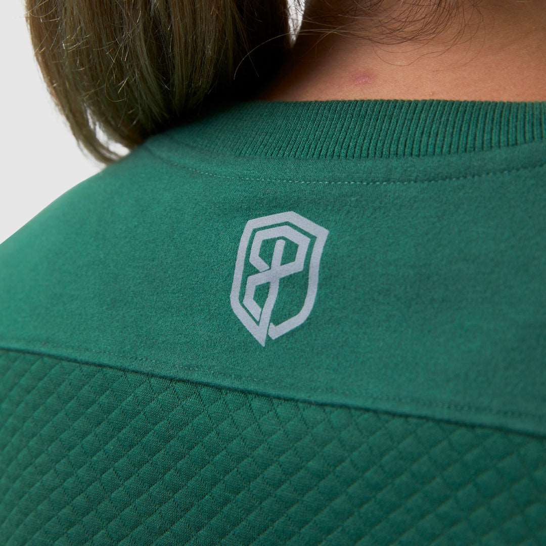 Female Waffle Crewneck Pullover (Evergreen)