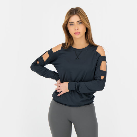 Cold Shoulder Long Sleeve (Black)