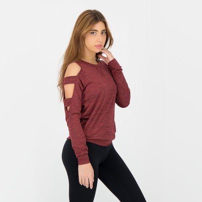 Cold Shoulder Long Sleeve (Maroon)
