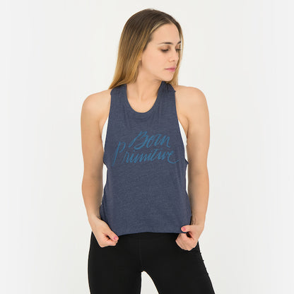 Brand Calligraphy Elevate Crop (Heather Navy)