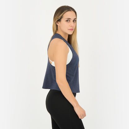 Brand Calligraphy Elevate Crop (Heather Navy)